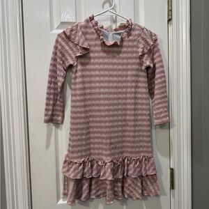 Isobella & Chloe Striped Pink Ruffle Dress
